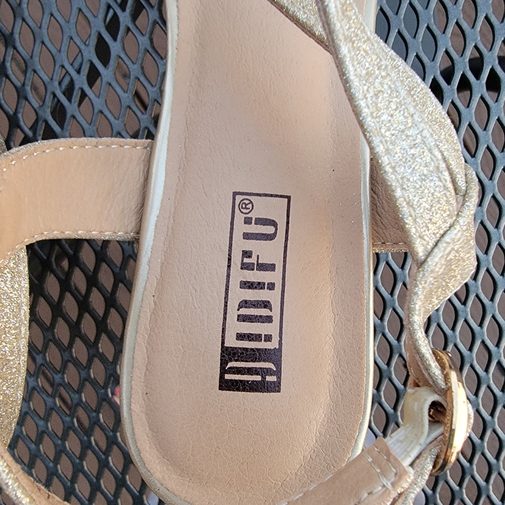 DIDIFU Champagne Glitter Open Toe Heel – size 8 - Picture 10 of 12